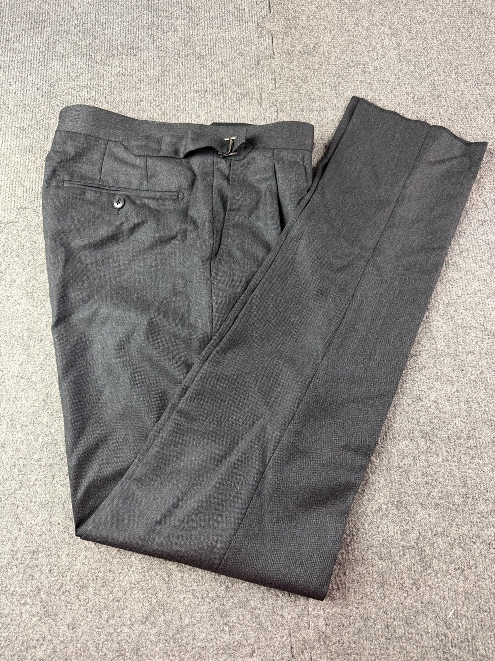 Atelier Munro Mens Wool Adjustable Waist Button Fly Pleated Dress Pants Size 30